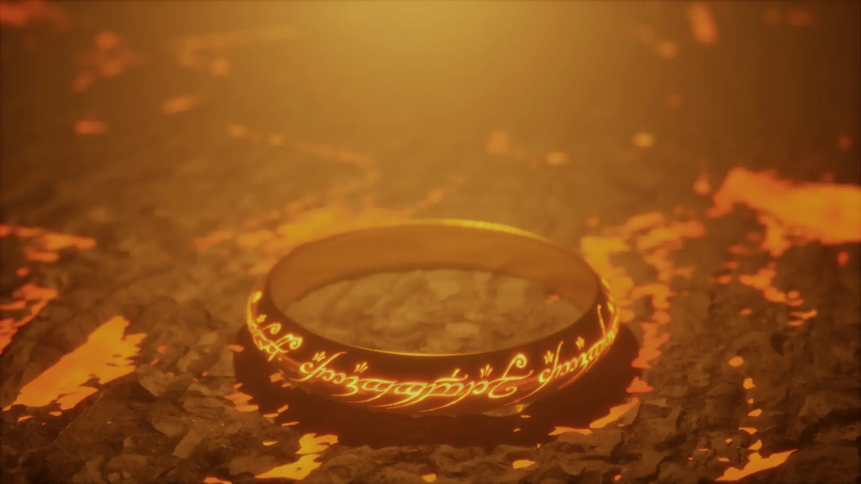 Anneau incandescent dans une caverne de lave, rendu cinématique Unreal Engine 5